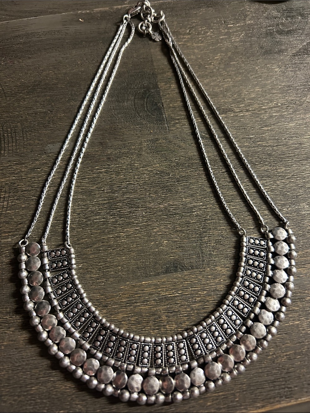 Lucky Brand - Sterling-Tone Beaded Multi-Row Statement Necklace -